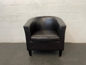 Brown Pleather Tub Chair - REDUCED