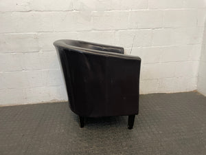 Brown Pleather Tub Chair - REDUCED