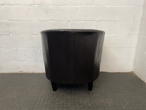 Brown Pleather Tub Chair - REDUCED