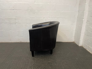 Brown Pleather Tub Chair - REDUCED