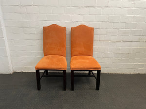 Suede Wooden Orange Material Dining Chair - PRICE DROP