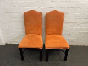 Suede Wooden Orange Material Dining Chair - PRICE DROP