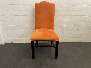 Suede Wooden Orange Material Dining Chair - PRICE DROP