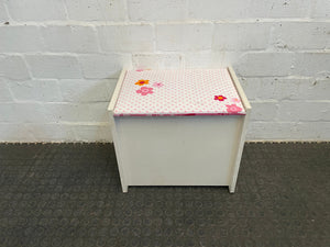 Flower and Polka Dot Print White Box Chair