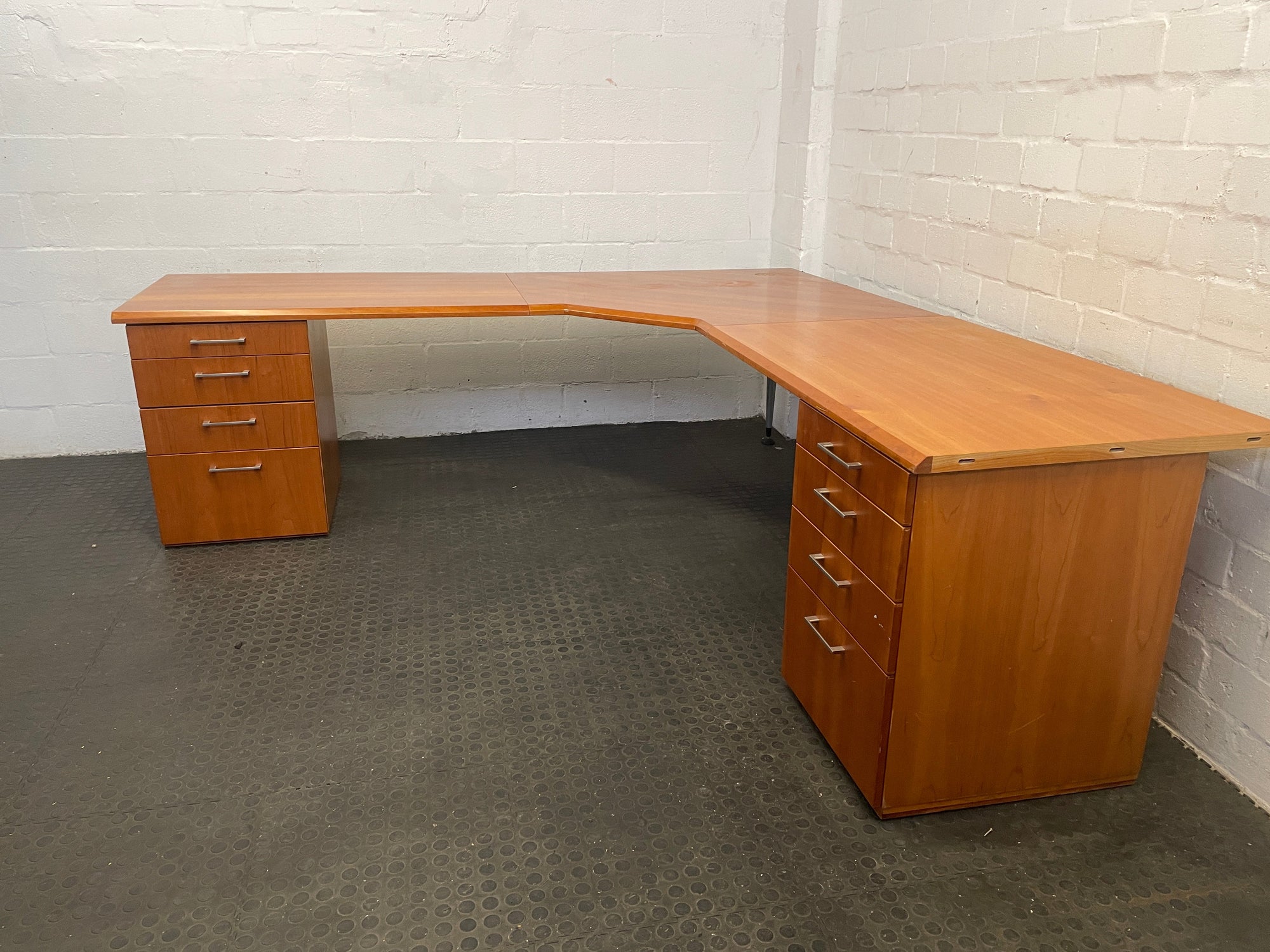 Eight Drawer L-Shaped Desk