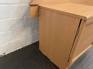 Light Wood Double Bed Headboard With Bedside Cabinets