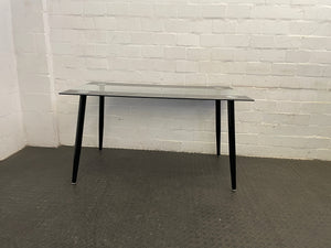Glass Top Dining Room Table With Black Trim - 2ndhandwarehouse.com