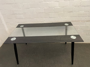 Glass Top Dining Room Table With Black Trim - 2ndhandwarehouse.com