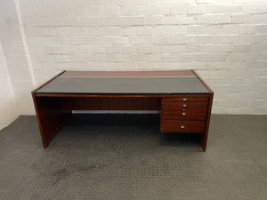 Cherry Wood 4 Drawer Executive Desk (Slight Damage To Leather Top)