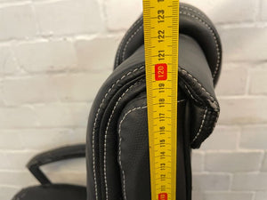 Black Pleather Office Armchair on Wheels (Torn Seat)