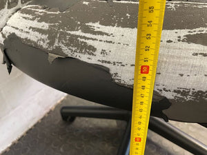 Black Pleather Office Armchair on Wheels (Torn Seat)