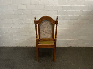 Oak Floral Cushioned Dining Room Chair (No Arm Rests/Foam Replacing Missing Cushion) - PRICE DROP