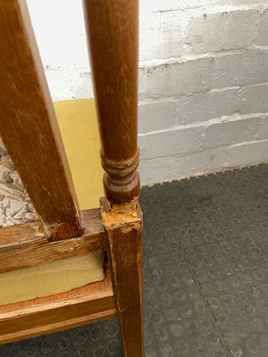 Oak Floral Cushioned Dining Room Chair (No Arm Rests/Foam Replacing Missing Cushion) - PRICE DROP