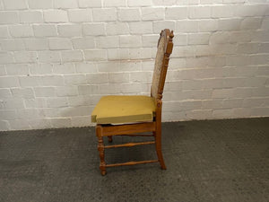 Oak Floral Cushioned Dining Room Chair (No Arm Rests/Foam Replacing Missing Cushion) - PRICE DROP