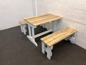 Wooden Outdoor Table and Bench Set