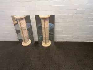 Marble Print Pillar Shelf with Mirror Backing (1m x 0.58m)