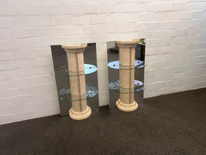 Marble Print Pillar Shelf with Mirror Backing (1m x 0.58m)