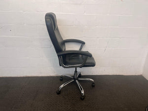 Black Padded Office Armchair on Wheels