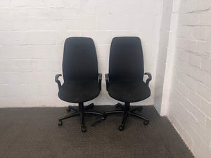 Black Fabric High Back Office Armchair on Wheels
