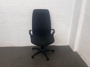 Black Fabric High Back Office Armchair on Wheels