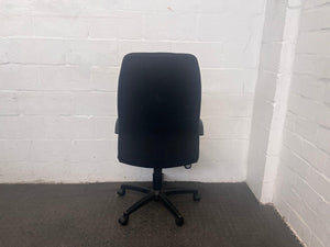 Black Fabric High Back Office Armchair on Wheels