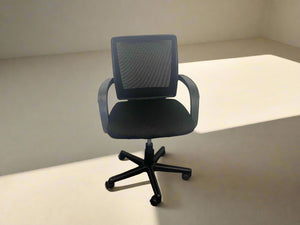 Black Plastic Mesh Office Armchair on Wheels - 2ndhandwarehouse.com