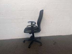 Padded Black Gauze Mesh Office Armchair on Wheels