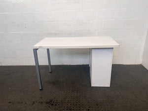 Four Drawer White Office Desk with Steel Legs- REDUCED