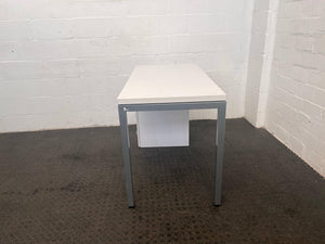 Four Drawer White Office Desk with Steel Legs- REDUCED