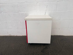 Three Drawer Red and White office Credenza - PRICE DROP - 2ndhandwarehouse.com