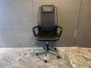Black Leather High Back Office Chair - Has fabric Damage