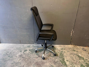 Black Leather High Back Office Chair - Has fabric Damage
