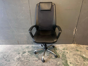 Black Leather High Back Office Chair - Has fabric Damage