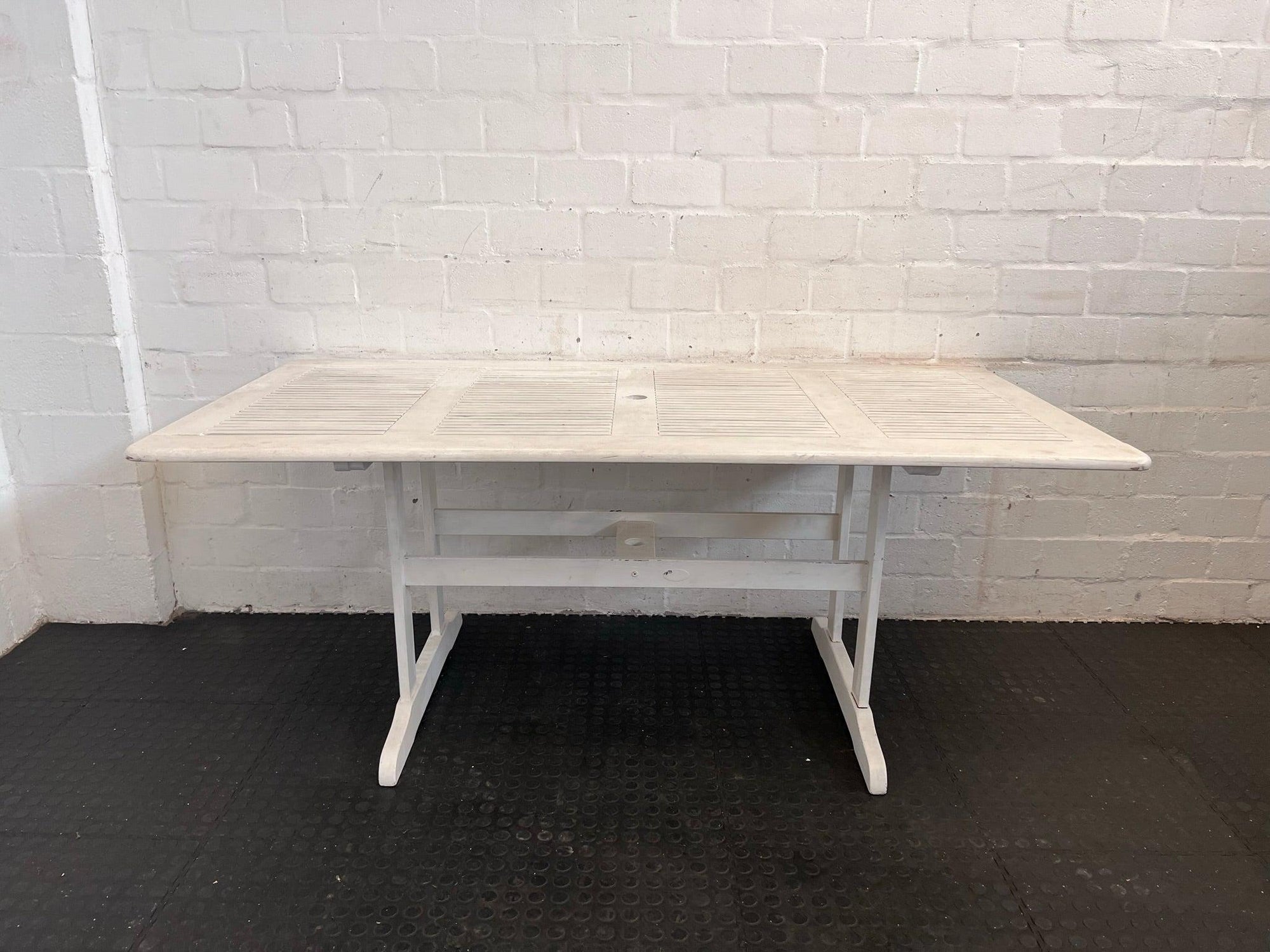 White Slated Patio Table 180 x 90cm