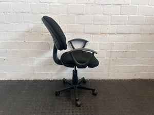 Black Fabric Mid-Back Office Chair On Wheels