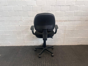 Black Fabric Mid-Back Office Chair On Wheels