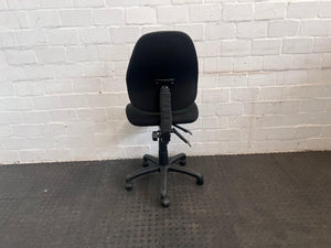 Black Fabric Mid-Back Office Chair On Wheels (No Arm Rests)