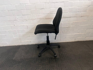 Black Fabric Mid-Back Office Chair On Wheels (No Arms)
