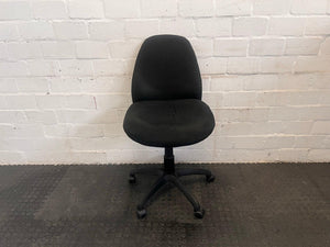 Black Fabric Mid-Back Office Chair On Wheels (No Arms)