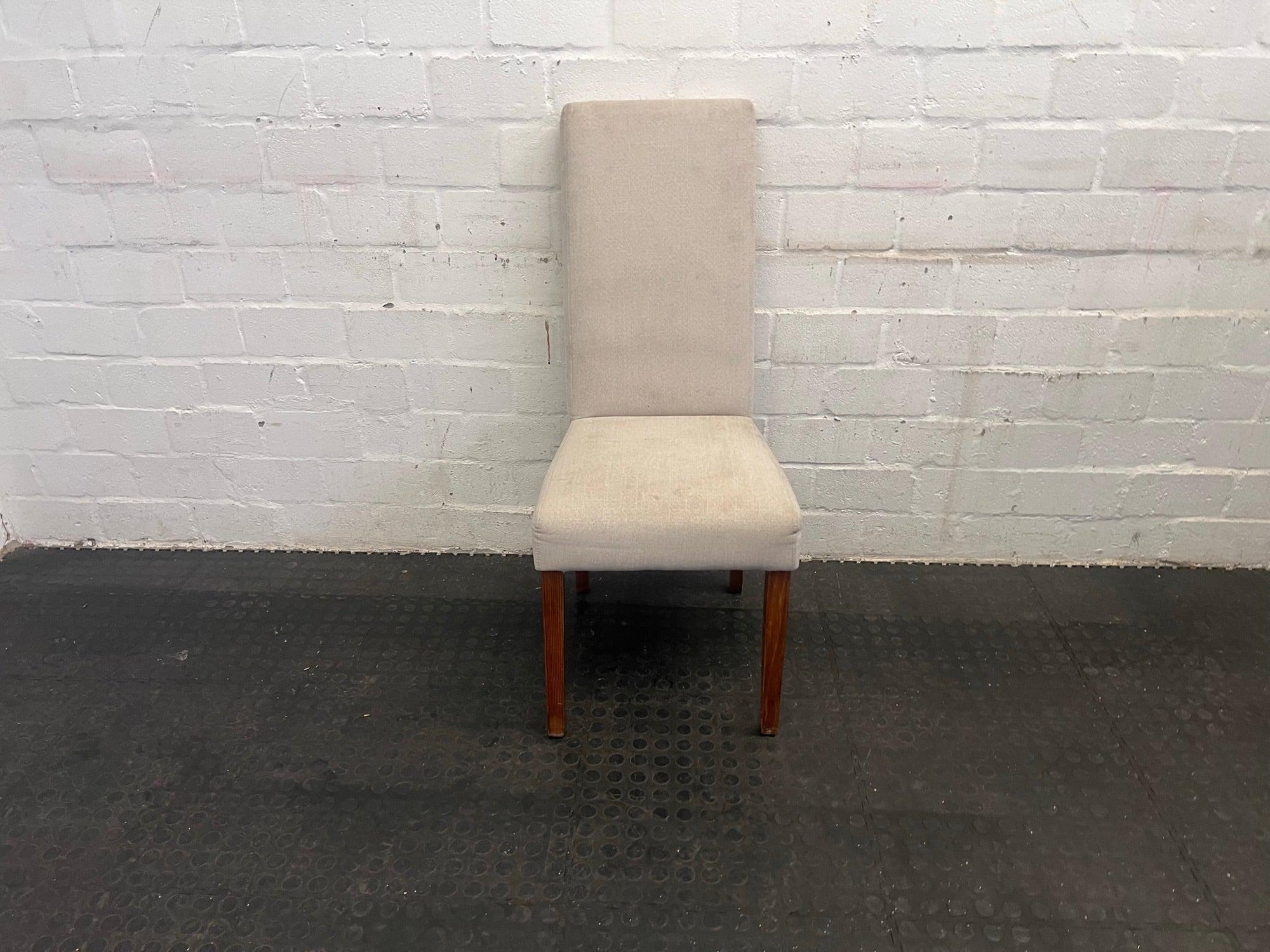 White Fabric Coricraft Dining Chair (Slight Discoloration)