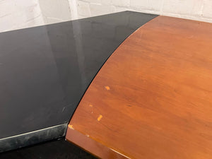 Black Frame Wooden Top L-Shaped Desk (Some Chipping/Scratches)