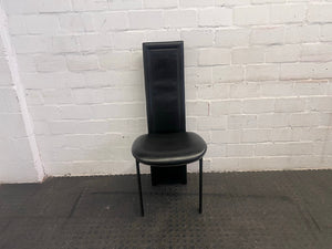 Black Pleather Dining Chair with Rounded Seat - PRICE DROP