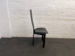 Black Pleather Dining Chair with Rounded Seat - PRICE DROP