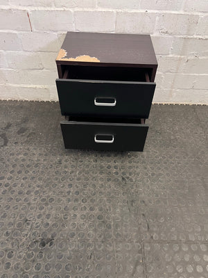 2 Drawer Dark Wood Bedside Table (Needs Repair/Upkeep) - REDUCED - PRICE DROP