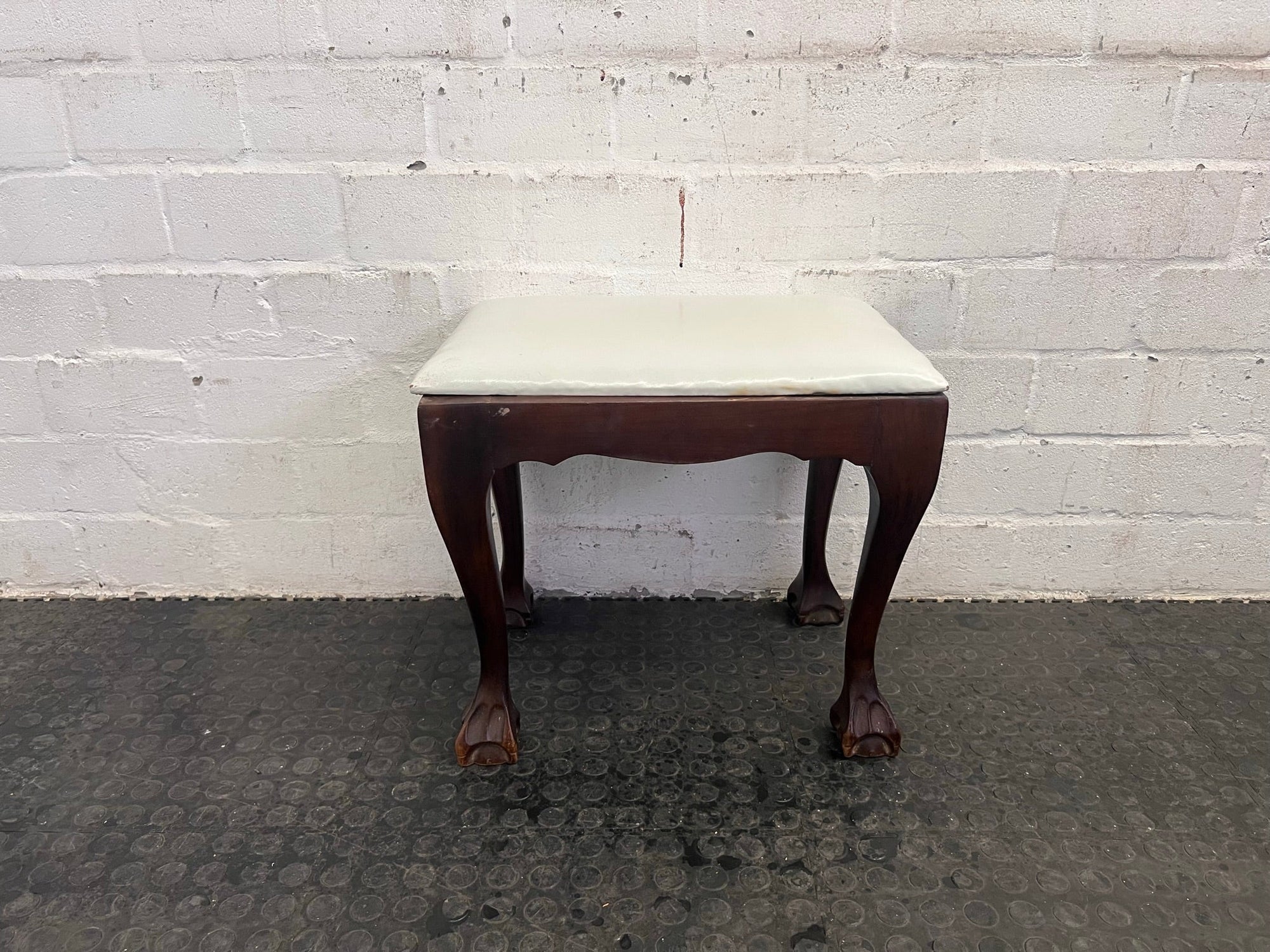 Ball and Claw Dressing Table Stool with White Cushion - REDUCED