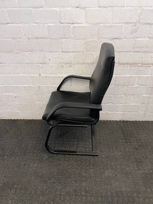 Black Pleather High Back Office Visitors Chair - 2ndhandwarehouse.com