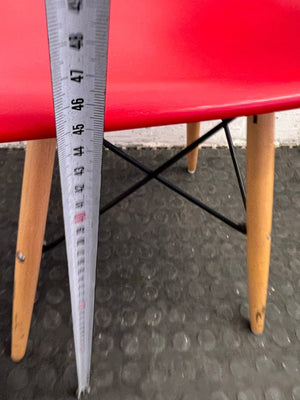 Red Dining Chair with Wooden Legs (Cracked Seat) - PRICE DROP