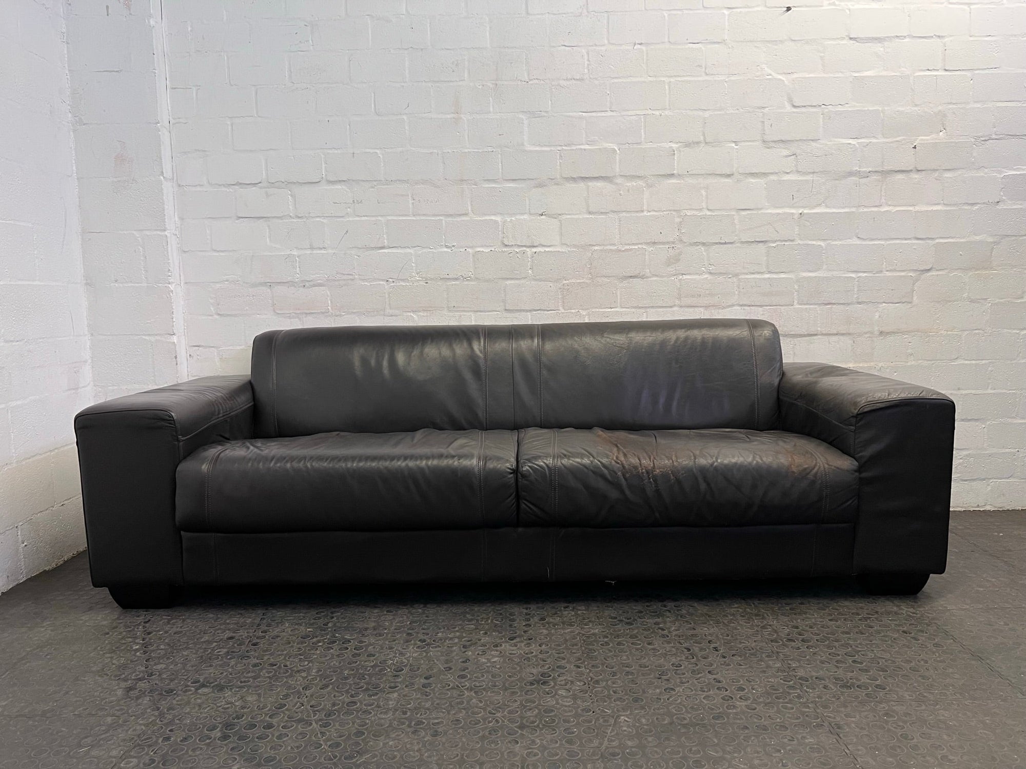 Brown Pleather 3 Seater Couch - REDUCED