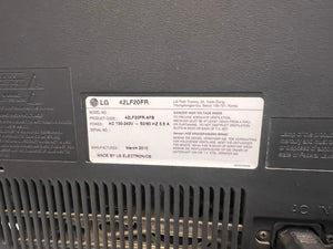 LG 42" Full HD TV ( 42lf20fr-AFB ) - No PICTURE - PRICE DROP