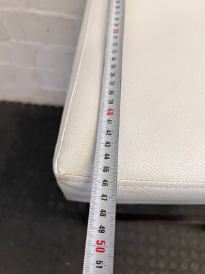 White Pleather Bar Stools with Wooden Legs - PRICE DROP